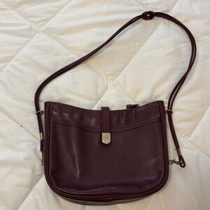 Leather Shoulder Bag in Burgundy - Women's Shoulder Bag